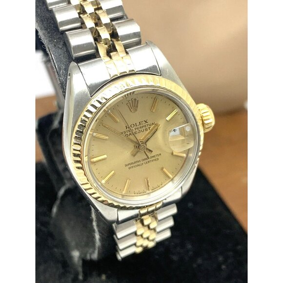 Rolex Datejust Women's Watch 6917 Vintage Swiss Automatic Steel 18k Gold 26mm - Picture 12 of 13
